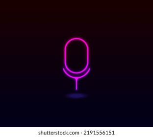 the neon microphone is glowing in the dark.