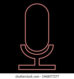 Neon microphone the red color vector illustration flat style image