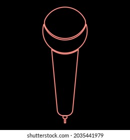 Neon microphone red color vector illustration flat style image