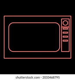 Neon microwave oven red color vector illustration flat style image