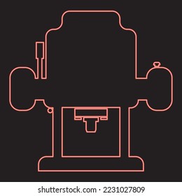Neon milling cutter red color vector illustration image flat style light