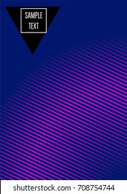 Neon minimal cover template. Contrast geometric 80s style poster background. Linear halftone stripes, waves, zigzag, triangle design element. Vertical dynamic glitch simple flat minimal cover design.
