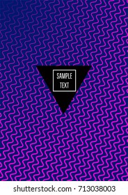Neon minimal cover template. Contrast geometric 80s style poster background. Linear halftone stripes, waves, zigzag, triangle design element. Vertical dynamic glitch simple flat minimal cover design.