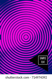 Neon minimal cover template. Contrast geometric 80s style poster background. Linear halftone stripes, waves, zigzag, triangle design element. Vertical dynamic glitch simple flat minimal cover design.