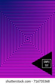 Neon minimal cover template. Contrast geometric 80s style poster background. Linear halftone stripes, waves, zigzag, triangle design element. Vertical dynamic glitch simple flat minimal cover design.