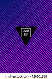 Neon minimal cover template. Contrast geometric 80s style poster background. Linear halftone stripes, waves, zigzag, triangle design element. Vertical dynamic glitch simple flat minimal cover design.