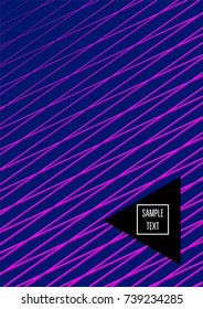 Neon minimal cover template. Contrast geometric 80s style poster background. Linear halftone stripes, waves, zigzag, triangle design element. Vertical dynamic glitch simple flat minimal cover design.