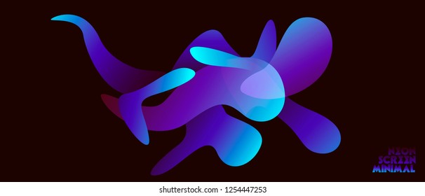 Neon minimal pattern with curved spectral screen shapes glowing blue gradient fill on the dark background. Can be used for fluent design poster, cover, flyer.