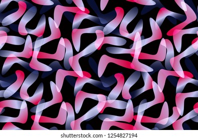 Neon minimal pattern with curved spectral screen shapes glowing blue and pink gradient fill on the dark background. Can be used for fluent design poster, cover, flyer.
