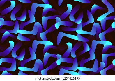 Neon minimal pattern with curved spectral screen shapes glowing blue gradient fill on the dark background. Can be used for fluent design poster, cover, flyer.
