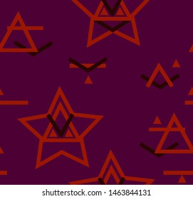 Neon minimal pattern with sacral geometry symbols in modern style. Can be used for fluent design poster, hipster cover, flyer.