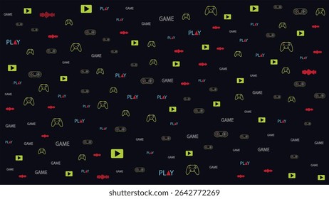 Neon Minimalist Gaming Icons Seamless Pattern for Esport Background