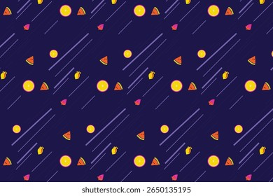 Neon Mix fruit met abstracte futuristische concept fruit naadloos patroon Voor Tech-savvy zomer thema's, EDM posters, of verpakking voor energy drinks