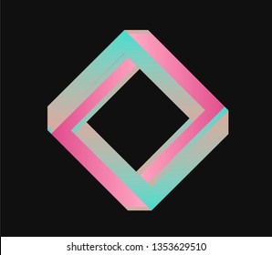 A Neon Mobius strip (Moebius band or loop). Creative abstract Retrowave/ synthwave/ vaporwave style 3d illustration for poster, logo, t-shirt print. Aestetics of 80s-90s retrofuture style.