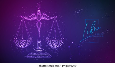 Neon modern  fluid background with astrology Libra zodiac sign. Vector illustration