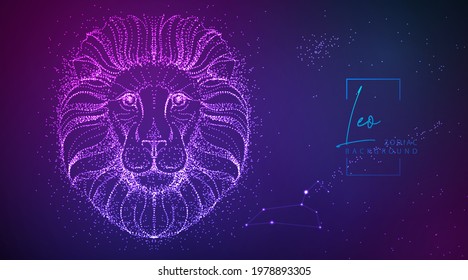 Neon modern  fluid background with astrology Leo zodiac sign. Vector illustration