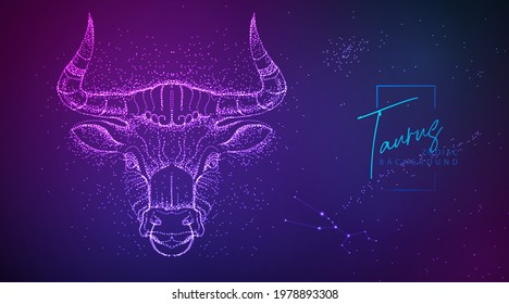 Neon modern  fluid background with astrology Taurus zodiac sign. Vector illustration