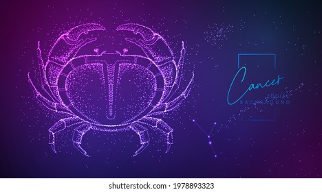 Neon modern  fluid background with astrology Cancer zodiac sign. Vector illustration