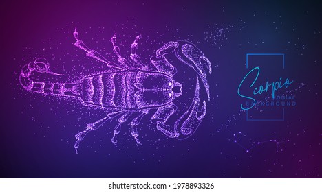 Neon modern  fluid background with astrology Scorpio zodiac sign. Vector illustration