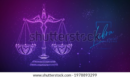 Neon modern  fluid background with astrology Libra zodiac sign. Vector illustration