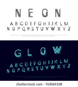 neon modern font and alphabet minimal style design concept. vector illustrator