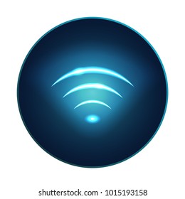 Neon modern wifi sign, rounded icon. EPS10 vector.