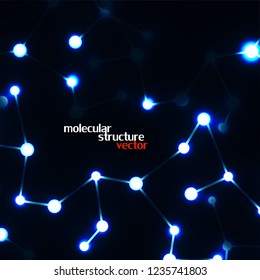 Neon molecular structure of DNA, abstract glowing background