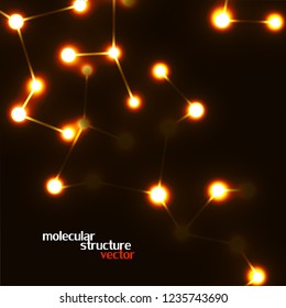 Neon molecular structure of DNA, abstract glowing background