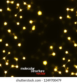 Neon molecular structure of DNA, abstract glowing background