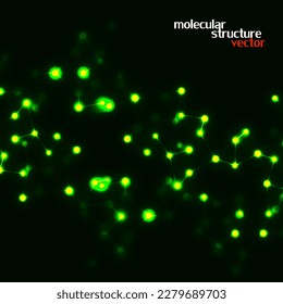 Neon molecular structure of DNA, abstract glowing background