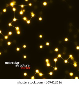 Neon molecular structure of DNA, abstract glowing background