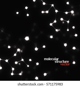 Neon molecular structure of DNA, abstract glowing background