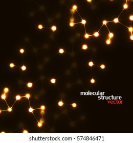Neon molecular structure of DNA, abstract glowing background