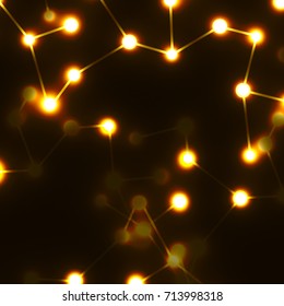 Neon molecular structure of DNA, abstract glowing background