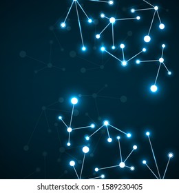 Neon molecular structure of DNA. Science and technology concept, geometric abstract background