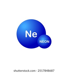 Icono de molécula de neón. Molécula de Neón. Nuevo elemento. Concepto de química e investigación científica