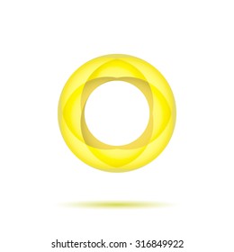 Neon mosaic disk on white background, o letter concept, 3d vector, eps 10