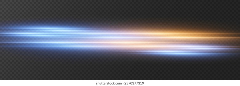 Neon motion lines. The effect of light and speed. On a transparent background.
