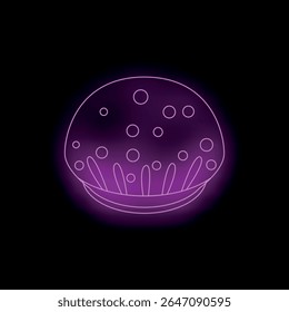 Sinal de neon muffin iluminando um fundo escuro, criando uma exibição vibrante e atraente