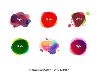 Neon multi layer shapes set. Modern abstract banners with sample text. Trendy minimal templates for presentations, banners, apps and web pages. Vector illustration