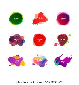 Neon multi layer shapes set. Modern abstract banners with sample text. Trendy minimal templates for presentations, banners, apps and web pages. Vector illustration