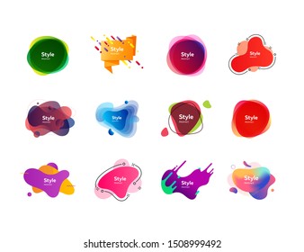 Neon multi layer shapes set. Modern abstract banners with sample text. Trendy minimal templates for presentations, banners, apps and web pages. Vector illustration