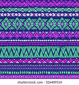 Neon Multicolor Navajo Ethnic Seamless Pattern Stock Vector (Royalty ...