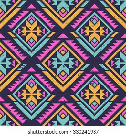 neon multicolor tribal Navajo seamless pattern. aztec grunge abstract geometric art print. ethnic hipster backdrop.  Wallpaper, cloth design, fabric, paper, wrapping, postcards. hand drawn.  