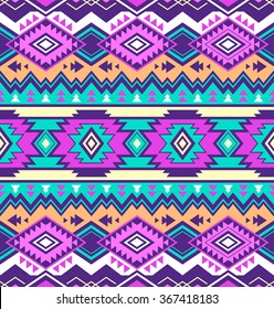 neon multicolor tribal Navajo vector seamless pattern. aztec fancy abstract geometric art print. ethnic hipster backdrop. Wallpaper, cloth design, fabric, paper, wrapping, textile design template.