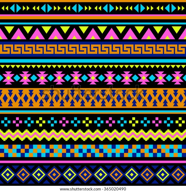 Neon Multicolor Tribal Vector Seamless Pattern Stock Vector (Royalty ...