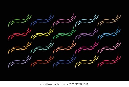 Colección gráfica de línea de onda multicolor de neón.