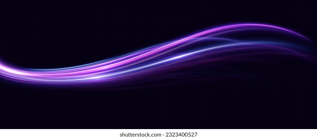 
neon multicolored glowing swirl. The effect of moving at speed. Easy trail. Shiny wavy path. Vector.Data transmission