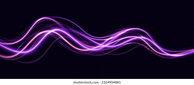 
neon multicolored glowing swirl. The effect of moving at speed. Easy trail. Shiny wavy path. Vector.Data transmission