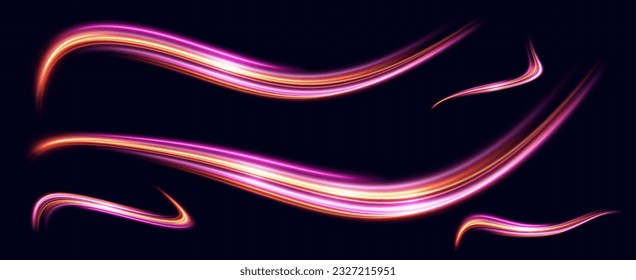 
neon multicolored glowing swirl. The effect of moving at speed. Easy trail. Shiny wavy path. Vector.Data transmission